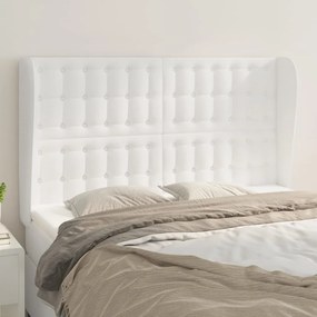 Testiera Ad Orecchio Bianca 147x23x118/128 Cm İn Similpelle /