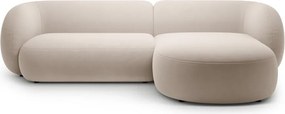 Divano angolare beige (con penisola a destra/con chaise lounge) con rivestimento in velluto Kate – Micadoni