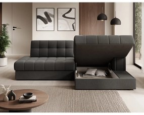 Divano angolare grigio tortora allungabile (con penisola a destra/con chaise lounge) con rivestimento in velluto Blezalt – ELTAP