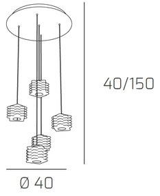 Sospensione Contemporanea Rubik Metallo Cromo Diffusore Cristallo 5 Luci G9