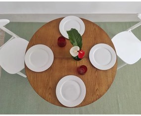 Tavolo da pranzo rotondo con effetto rovere allungabile con estensione ø 90 cm Jubi – Ragaba