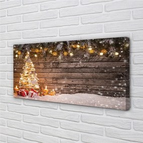 Quadro su tela Decorazioni di neve dell'albero di Natale 100x50 cm