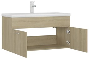 Mobile con lavabo integrato rovere sonoma in legno multistrato