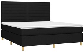 Letto a molle con materasso e led nero 160x200 cm in tessuto