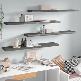 Scaffali A Parete 4 Pz Grigio Lucido 120x23,5x3,8 Cm İn Mdf /