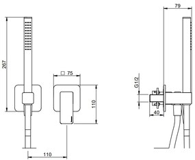 Treemme Pa36 RWIT8BD4CC01 miscelatore monocomando doccia con doccetta senza parte incasso cromo