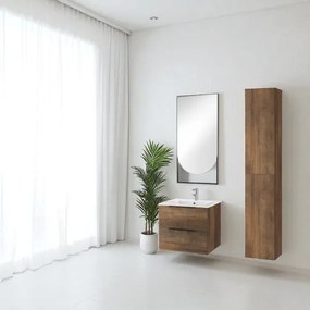 Mobile bagno sospeso 60 cm con specchio luce LED BALI Tabacco