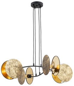Lampada A Sospensione 4 Luci Moderna Nut In Acciaio Effetto Marmo Bianco