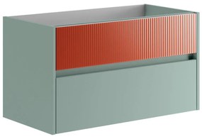 Mobile da bagno sotto lavabo Niwa verde laccato opaco L 89.5 x H 50 x P 45.5 cm 2 cassetti, lavabo non incluso