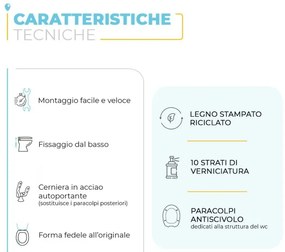 Copriwater Cesame Sintesi dedicato in legno rivestito bianco con cerniere