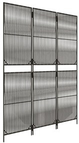 Divisorio per ambienti a 3 pannelli grigio in polyrattan