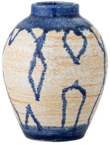 Vaso blu e color crema in gres (altezza totale 16 cm) Avon – Bloomingville