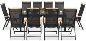 Mobile da giardino in alluminio polywood Verona Wood con grande tavolo per 10 persone Garden Point nero