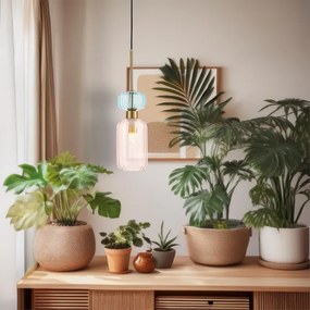 Lampadario a sospensione con filo MOLLY 1xE14/40W/230V diametro 12 cm oro/rosa/blu