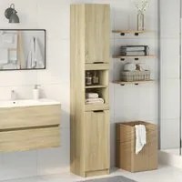 Armadietto da Bagno Rovere Sonoma 32x34x188,5 cm in Truciolato 849656