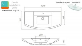 Kamalu - mobile bagno 100cm sospeso con 2 ante bn-100a