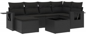 Set divani da giardino con cuscini 7pz nero polyrattan