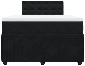 Giroletto a molle con materasso nero 120x190 cm in velluto