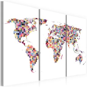 Quadro Mappa del mondo pixel (trittico)