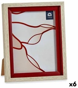 Cornice Portafoto 18,8 x 2 x 24 cm Cristallo Rosso Legno Marrone Plastica (6 Unità)