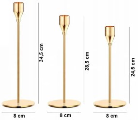 Set da 3 portacandele dorati