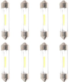 8 Pezzi Lampada Led Siluro 41mm T11 SV8.5 COB C5W C10W 12V 1W 100lm Bianco Freddo 6500K