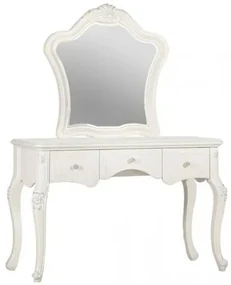 Toeletta trucco avorio con specchio in legno-Arrediorg.it