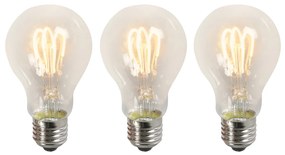 Set di 3 lampadine LED E27 a filamento ritorto A60 trasparente 3W 210lm 2200K