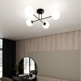 Lampadario da Soffitto in Acciaio ROMA 4 Nero 4xE14 Colore del corpo Bianco
