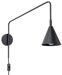 Lampada da parete nera con alimentazione a corrente Zylo – Sollux