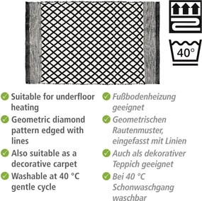 Tappetino per il bagno bianco e nero in plastica riciclata 50x80 cm Tara – Wenko