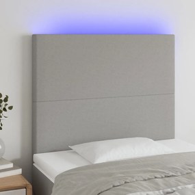 Testiera A Led Grigio Chiaro 80x5x118/128 Cm İn Tessuto /