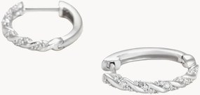 Orecchini a cerchio in oro bianco con diamanti Trenzas, 0,15 carati