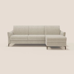 Dalia divano letto angolare con materasso alto 18 cm piedini alti e penisola contenitore in tessuto smacchiabile T17