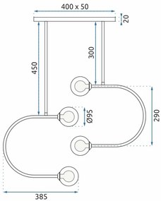 Lampada a sospensione Sfere di vetro APP639-4CP Oro