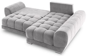 Divano letto angolare grigio chiaro con rivestimento in velluto, angolo destro Nuage - Windsor &amp; Co Sofas