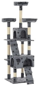 Albero per gatti tiragraffi sisal 170 cm zampe stampate grigio