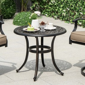 Costway Tavolino da giardino da 60cm con piedini regolabili, Tavolino da esterno in alluminio pressofuso Marrone antico