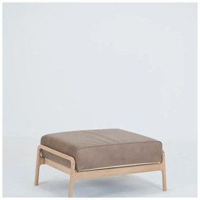 Poggiapiedi in pelle di bufalo marrone chiaro con struttura in rovere massiccio Fawn - Gazzda