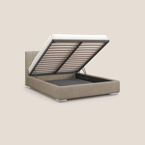 Horus letto imbottito contenitore e presa USB sulla testata in tessuto impermeabile T02 beige