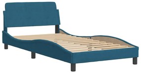 Letto con materasso blu 100x200 cm in velluto