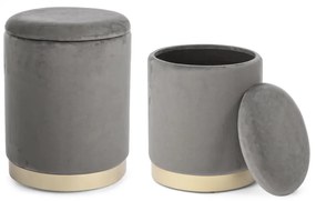 Set di 2 pouf contenitore POLINA in velluto grigio