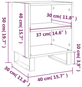 Comodini 2 pz Neri 40x30x50 cm in Legno Multistrato