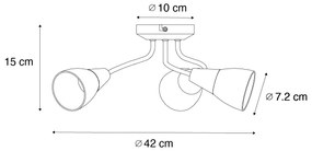 Faretto da soffitto classico oro con vetro satinato rotondo 3 luci - Madi
