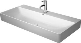 Lavabo 100x47 Rettificato da appoggio monoforo senza troppopieno con piletta e tappo in ceramica bianco Durasquare 2353100071 Duravit