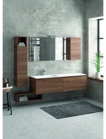 Kamalu - composizione bagno 155cm sospesa, composta da mobile con lavabo, specchio, colonna e pensile sp-155e