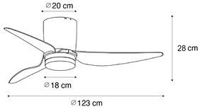 Ventilatore da soffitto bianco 123 cm con LED dimmerabile con telecomando - Patty