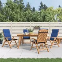 Sedie da Giardino Reclinabili con Cuscini 4 pz in Legno di Teakcod mxl 124993