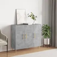 Credenza Grigio Cemento 90x34x80 cm in Legno Multistrato 828096