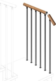 Balaustra in kit IRIS Gala in legno grigio antracite, corrimano in legno faggio, L 120 cm fissaggio a pavimento